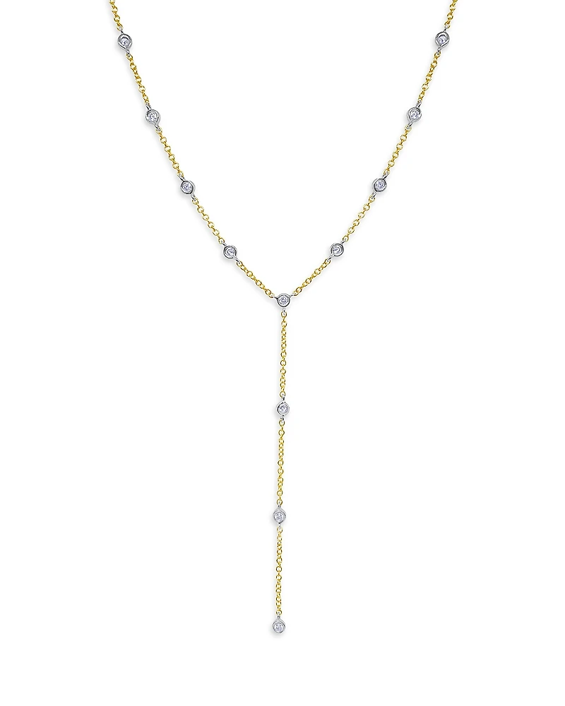 Meira T 14K White & Yellow Gold Diamond Bezel Lariat Necklace, 18