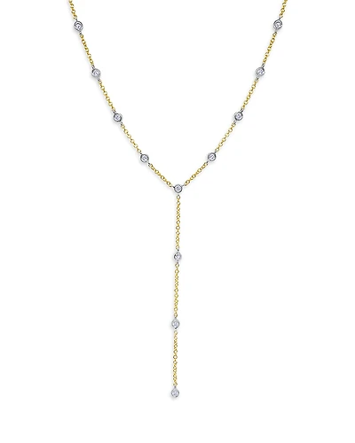 Meira T 14K White & Yellow Gold Diamond Bezel Lariat Necklace, 18