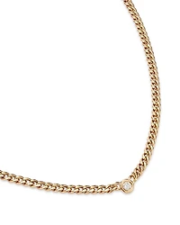 14k Yellow Gold Floating Diamond Small Curb Chain Necklace, 16"