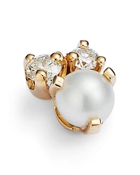 14K Yellow Gold Cultured Freshwater Pearl & Diamond Cluster Stud Earrings