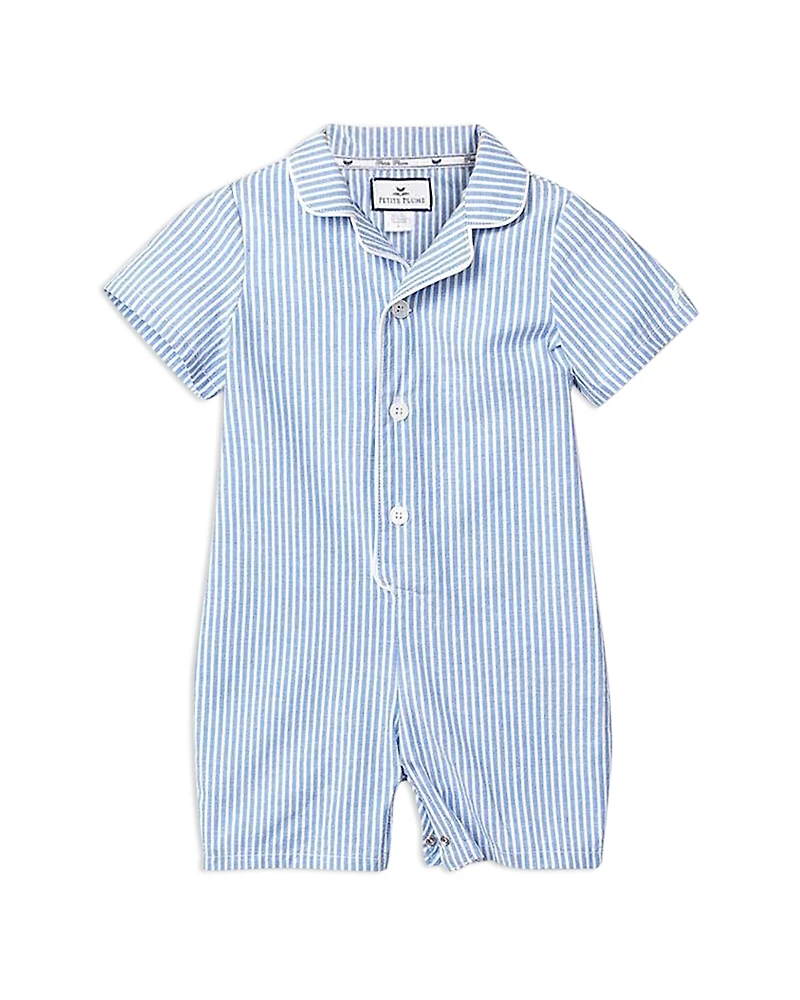 Petite Plume Boys' French Blue Seersucker Summer Romper - Baby