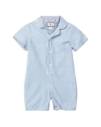 Petite Plume Boys' French Blue Seersucker Summer Romper - Baby
