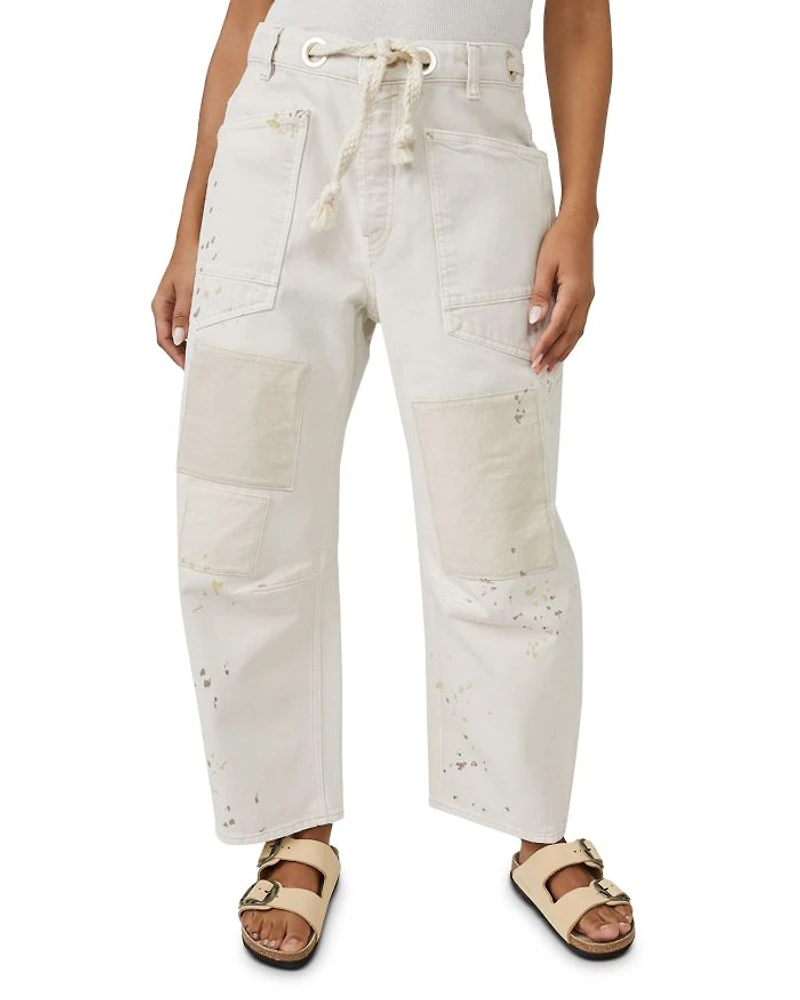 Moxie Low Slung Pull On Drawstring Barrel Jeans