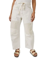 Moxie Low Slung Pull On Drawstring Barrel Jeans
