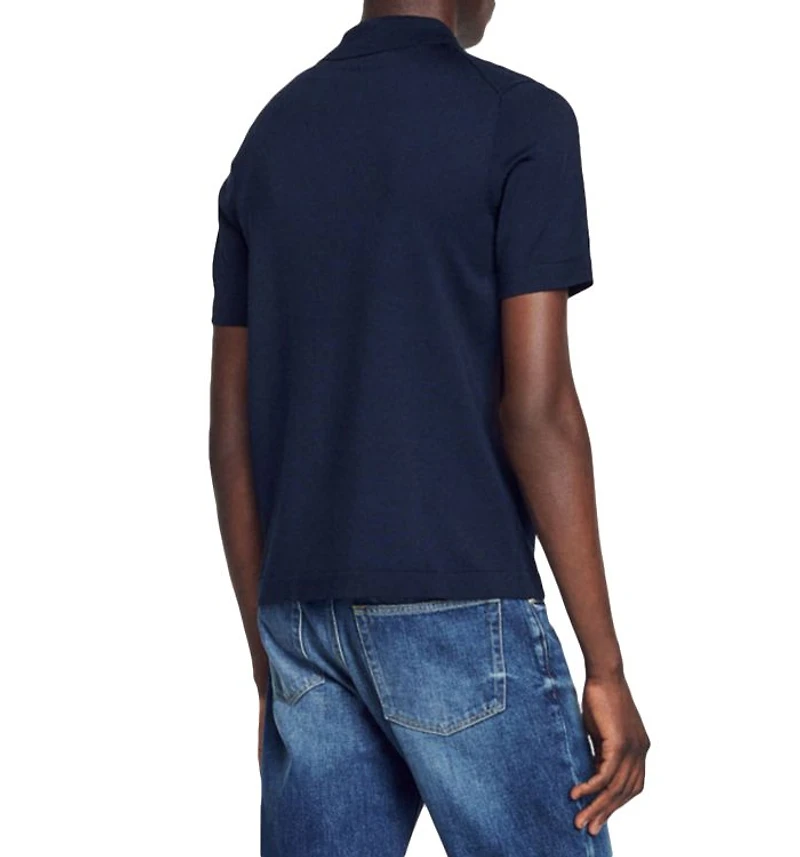 Knitted Polo Shirt with Zip Collar