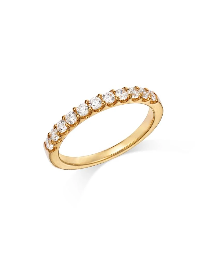 Round Cut Certified Diamond Band in 14K Yellow Gold