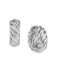 David Yurman Sterling Silver Sculpted Cable Huggie Hoop Earrings