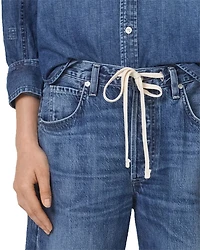 Brynn Drawstring High Rise Wide Leg Jeans Atlantis