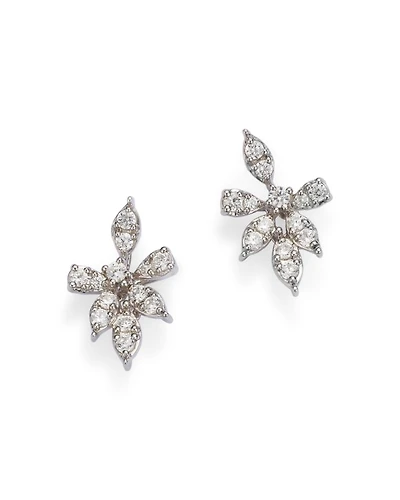 Diamond Starburst Stud Earrings  in 14K White Gold, 0.50 tcw