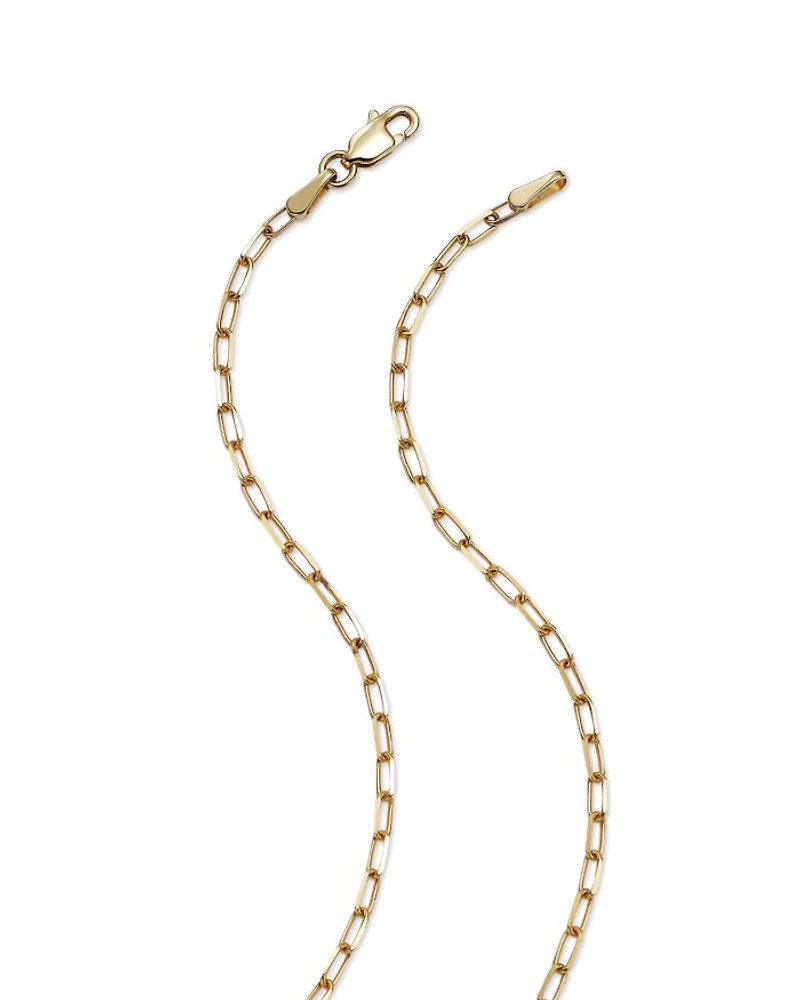Diamond Solitaire Paperclip Necklace in 14K Yellow Gold, 0.15 tcw
