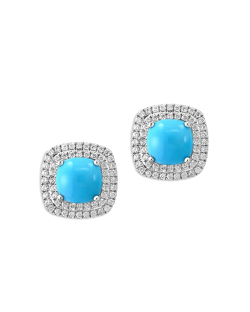 Bloomingdale's Fine Collection Turquoise & Diamond Halo Stud Earrings