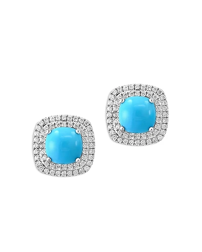 Bloomingdale's Fine Collection Turquoise & Diamond Halo Stud Earrings