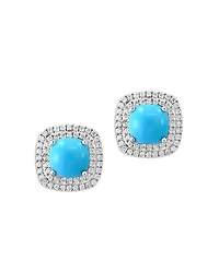 Bloomingdale's Fine Collection Turquoise & Diamond Halo Stud Earrings