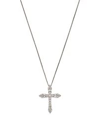 Bloomingdale's Fine Collection Diamond Round & Baguette Cross Pendant Necklace