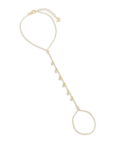 Bezel Shaker Hand Chain Bracelet in 14K Gold Plated Sterling Silver
