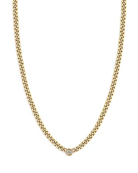 Zoe Chicco 14k Yellow Gold Floating Diamond Small Curb Chain Necklace, 16