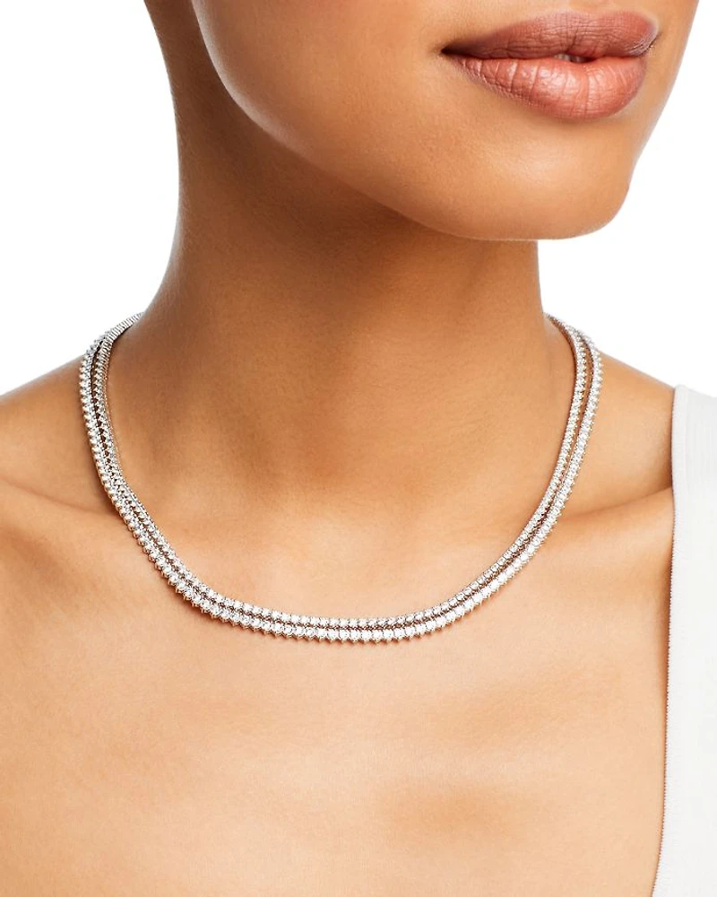 Certified Colorless Diamond Classic Tennis Necklace Collection 14K White Gold, 5.5-7 tcw