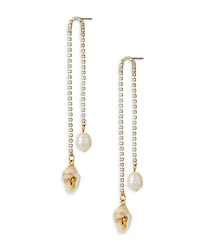 Cultured Freshwater Pearl, Shell, & Crystal Vacation Chain Drop Earrings