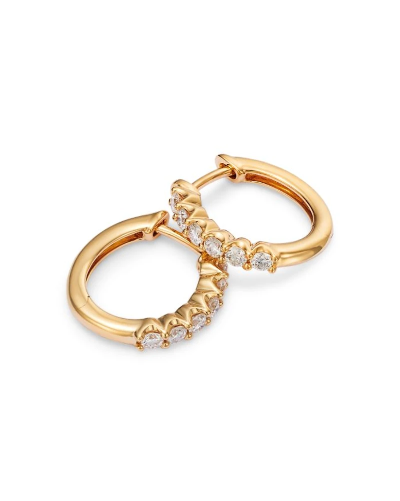 Diamond Small Hoop Earrings 14K Gold, 0.34 tcw