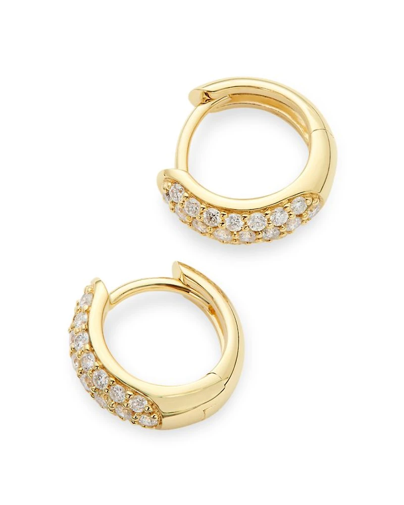 Diamond Mini Pavé Hoop Earring Collection 14K Gold, .35 tcw