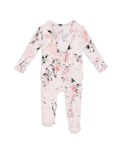 Posh Peanut Girls' Vintage Pink Rose Ruffled Footie - Baby