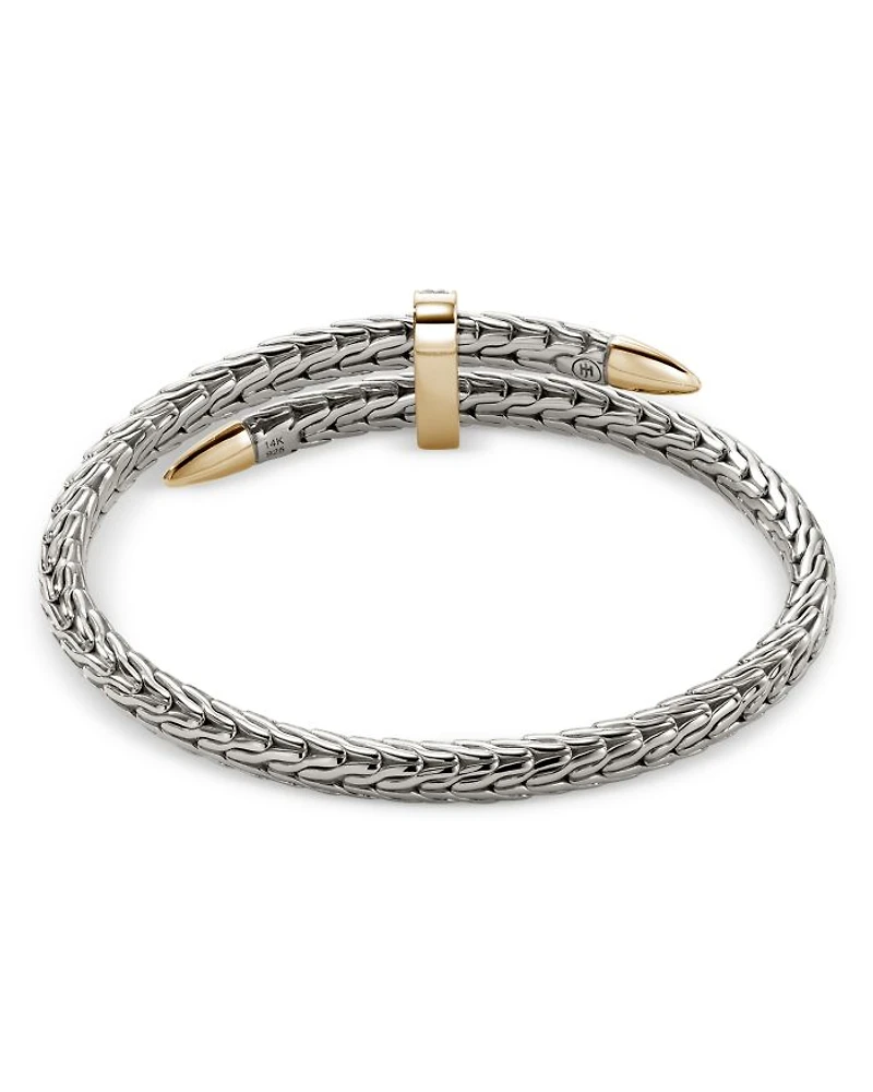 14K Yellow Gold & Sterling Silver Diamond Spear Flex Cuff