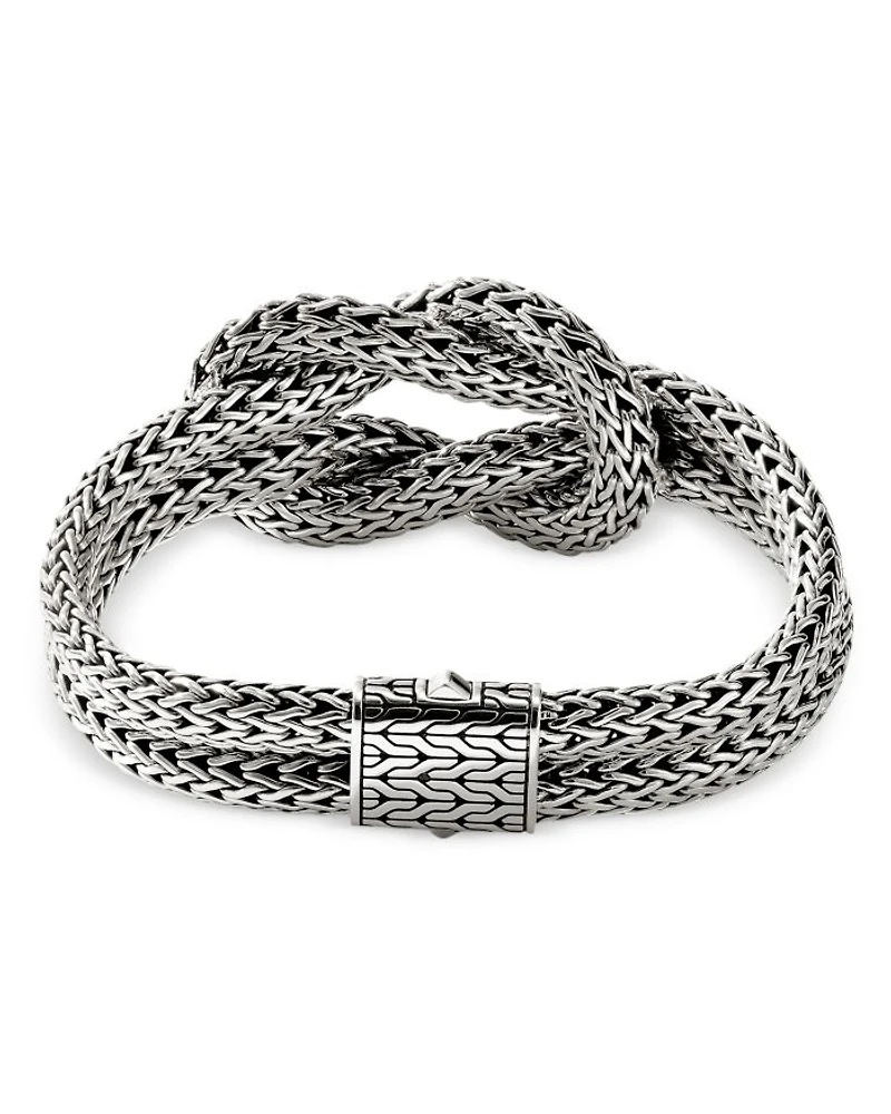 Sterling Silver Classic Chain Love Knot Woven Link Bracelet