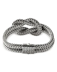 Sterling Silver Classic Chain Love Knot Woven Link Bracelet