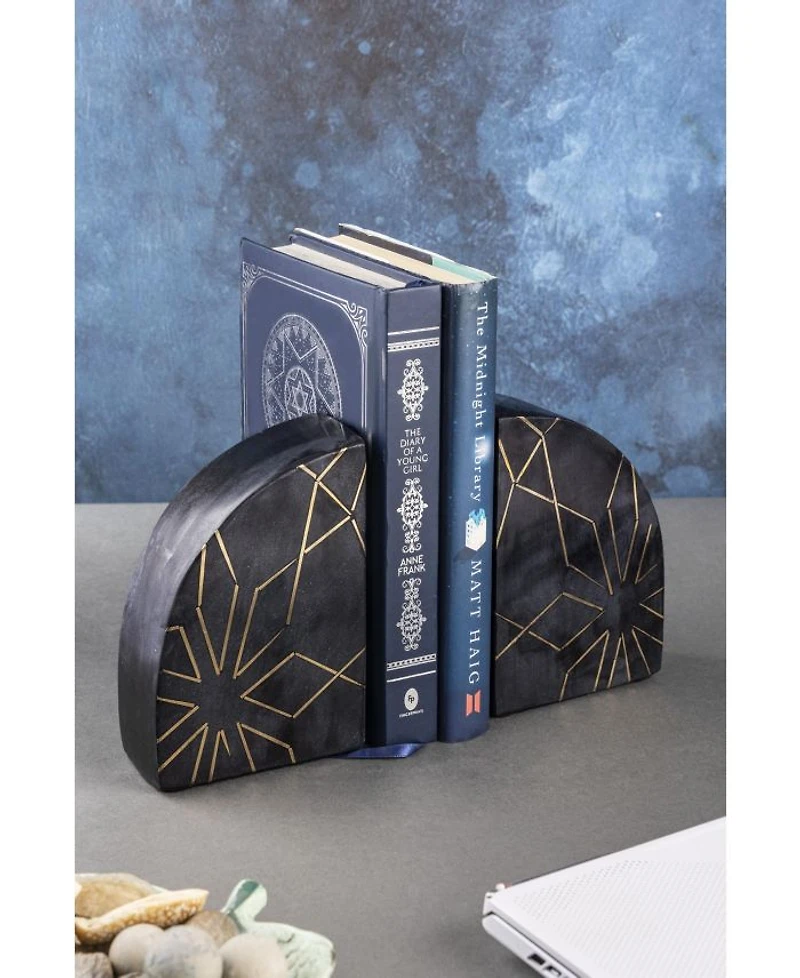 Enchant Black Marble Bookends, Set of 2