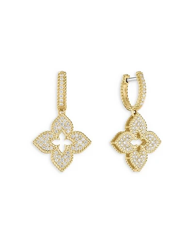18K Yellow Gold Venetian Princess Diamond Drop Earrings, 0.77 tcw