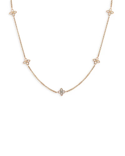 Roberto Coin 18K Rose Gold Verona Love by the Inch Diamond Flower Station Collar Necklace, 17