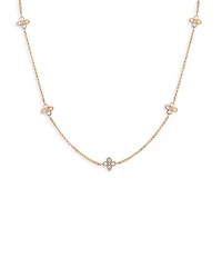 Roberto Coin 18K Rose Gold Verona Love by the Inch Diamond Flower Station Collar Necklace, 17