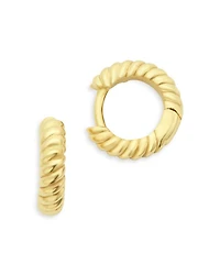 14K Yellow Gold Simple Gold Twist Extra Small Huggie Hoop Earrings