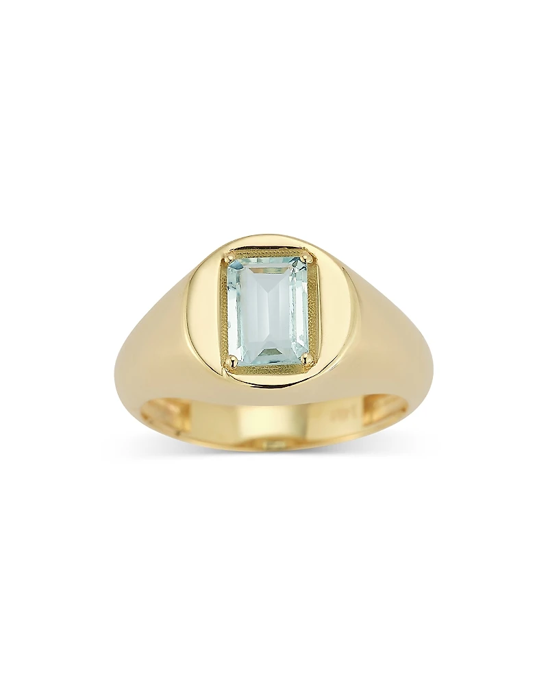 Alberto Amati 14K Yellow Gold Blue Topaz Signet Ring