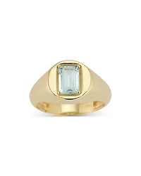 Alberto Amati 14K Yellow Gold Blue Topaz Signet Ring