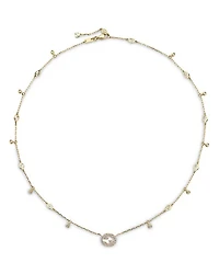 18K Yellow Gold Interlocking G Diamond Dangle Pendant Necklace, 15-16.5"