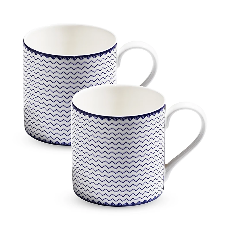 Richard Brendon Zigzag Blue Large Mug, Set of 2