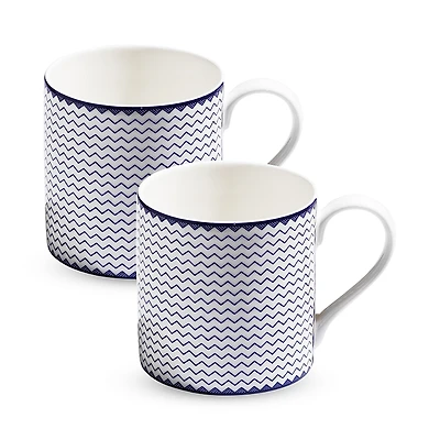 Richard Brendon Zigzag Blue Large Mug, Set of 2