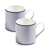 Richard Brendon Zigzag Blue Large Mug, Set of 2