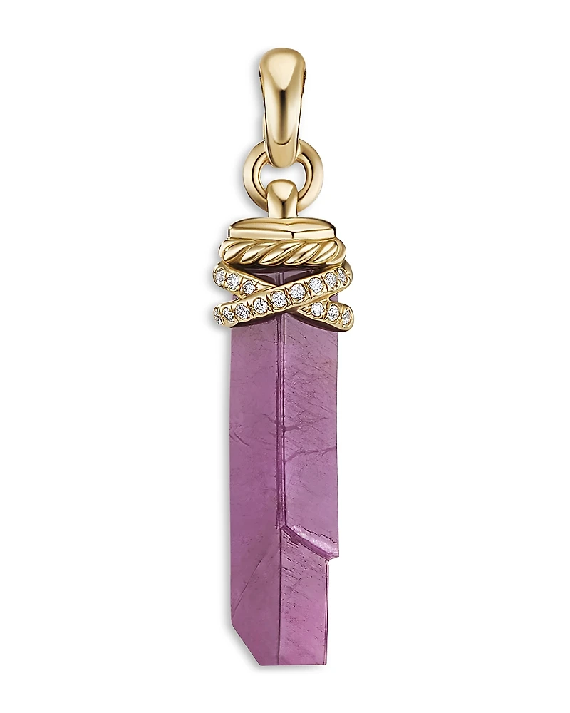 David Yurman Amulets 18K Yellow Gold Wrapped Ruby Amulet with Pave Diamonds