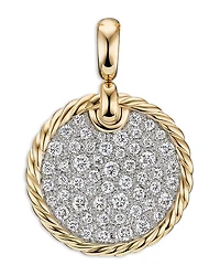 David Yurman 18K Yellow Gold Dy Elements Pave Diamond Disc Pendant