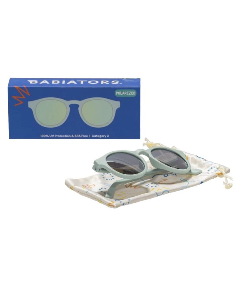 Seafoam Blue Keyhole Polarized Mirrored Lens Sunglasses