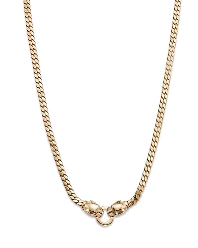 14K Yellow Gold Emerald Eye Panther Collar Necklace, 17"