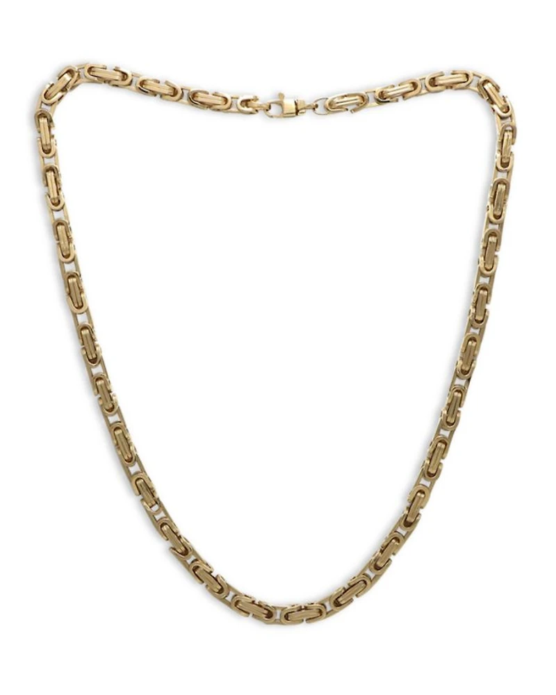 14K Yellow Gold Royal Byzantine Chain Link Necklace, 18"
