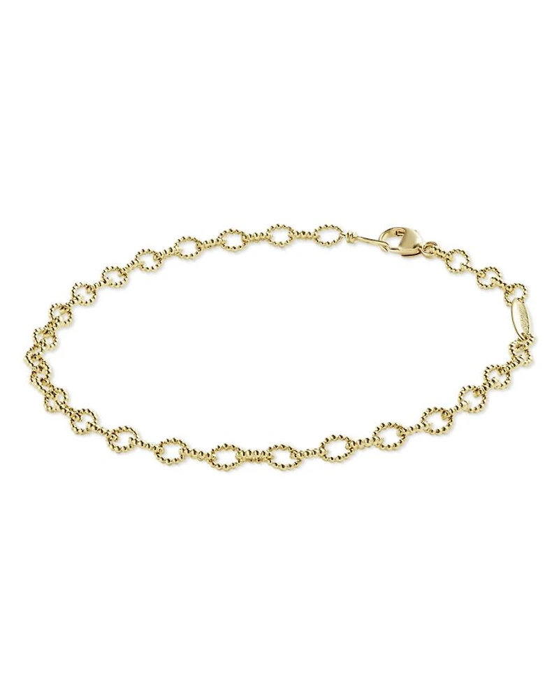 18K Yellow Gold Signature Caviar Beaded Oval Link Bracelet