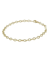 18K Yellow Gold Signature Caviar Beaded Oval Link Bracelet