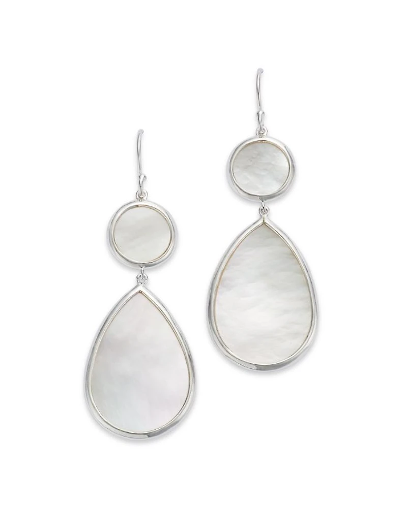 Sterling Silver Rock Candy Mother of Pearl Dot & Teardrop Drop Earrings