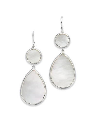 Sterling Silver Rock Candy Mother of Pearl Dot & Teardrop Drop Earrings