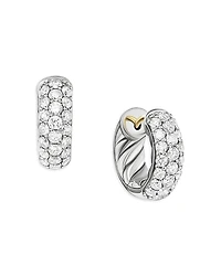 David Yurman Sculpted Cable Micro Pave Hoop Earrings