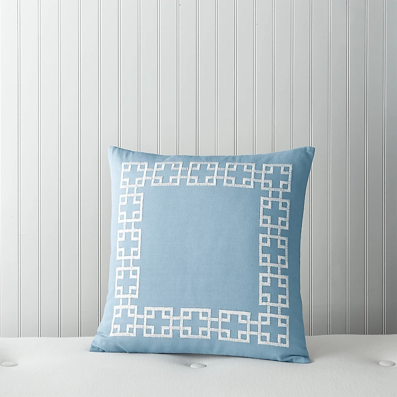 Sky Greek Key Decorative Pillow